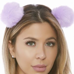 Iheartraves Lavender Fluffy Puff Ball Ears Headband